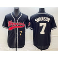 Atlanta Braves #7 Dansby Swanson Number Black AmberGomez Cool Base Stitched Jersey