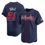 Atlanta Braves #51 Chris Sale Player Navy AmberGomez 2025 Speedway Classic Home Game Stitched Jerseys