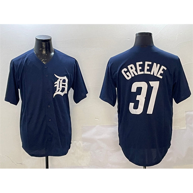 Detroit Tigers #31 Riley Greene Navy AmberGomez Cool Base Stitched Jersey