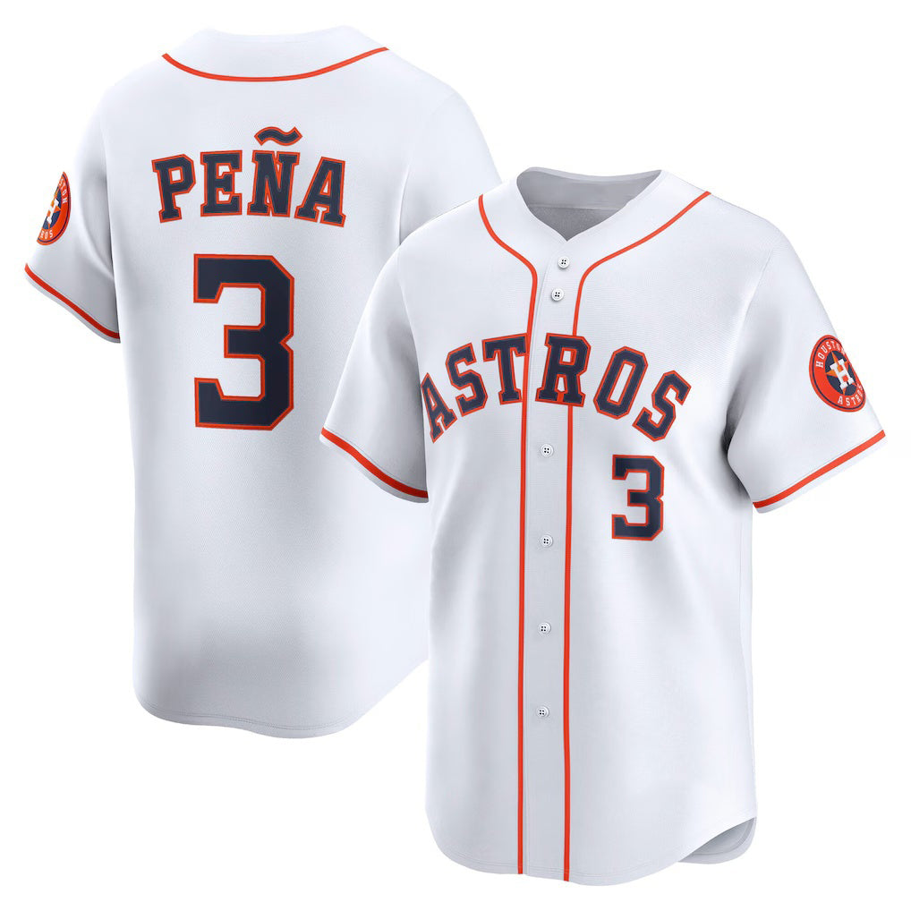 Houston Astros #3 Jeremy Pe?a White AmberGomez Home Limited Player Jersey