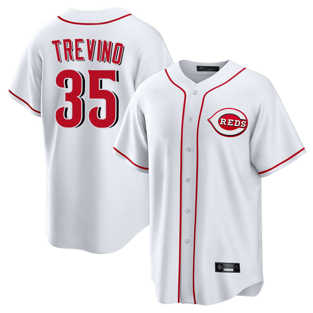 Cincinnati Reds #35 Jose Trevino Player White AmberGomez Game Home Stitched Jerseys