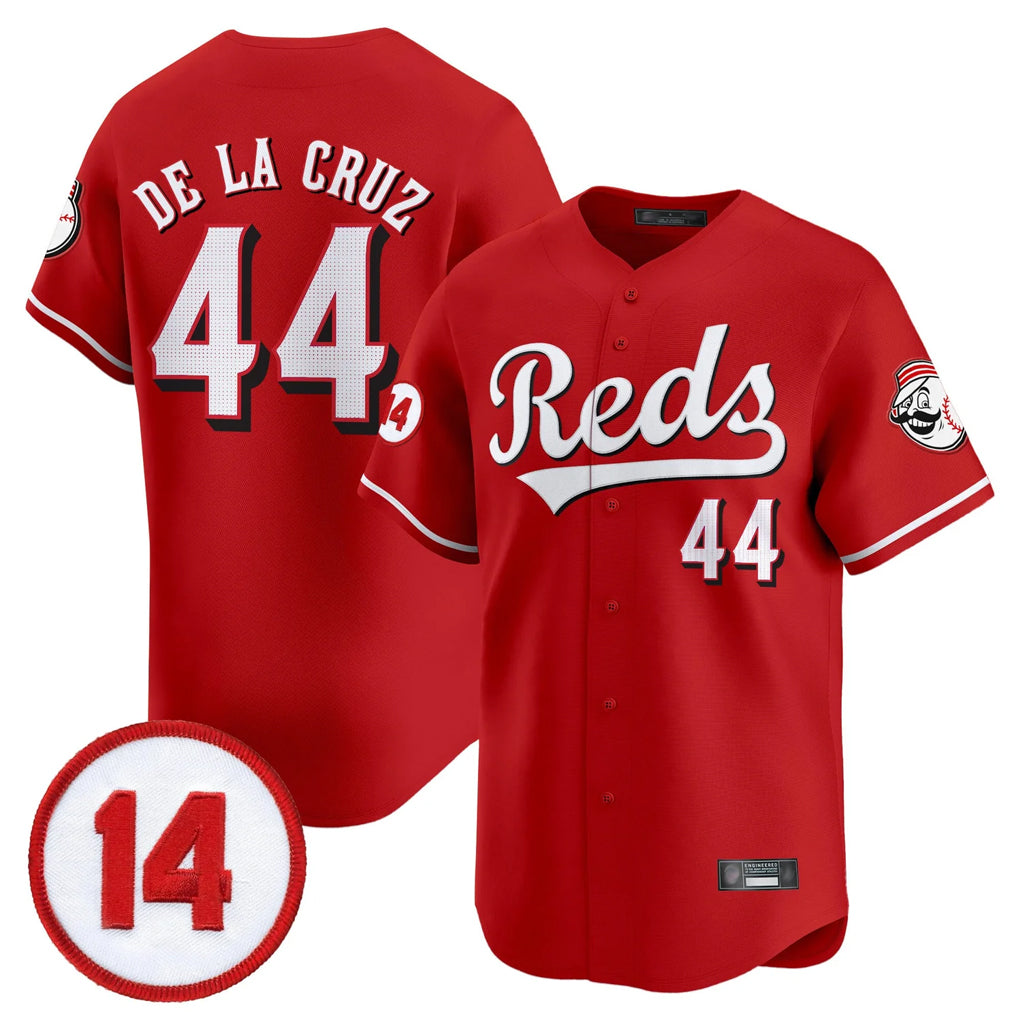 Cincinnati Reds #44 Elly De La Cruz Player Red AmberGomez Vapor Premier Limited Home Stitched Jerseys