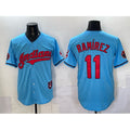 Cleveland Guardians #11 Jos¨¦ Ram¨ªrez Blue AmberGomez Vapor Premier Limited Stitched Jersey