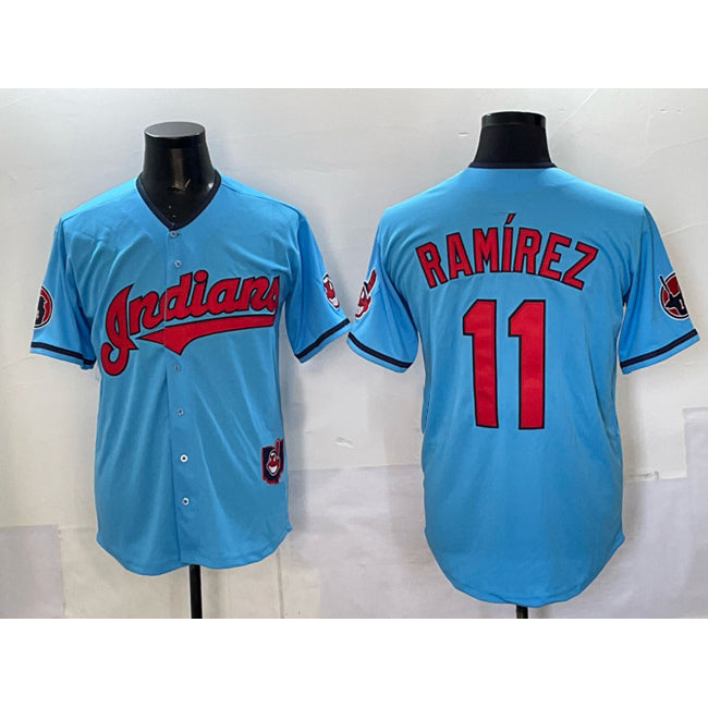 Cleveland Guardians #11 Jos¨¦ Ram¨ªrez Blue AmberGomez Vapor Premier Limited Stitched Jersey