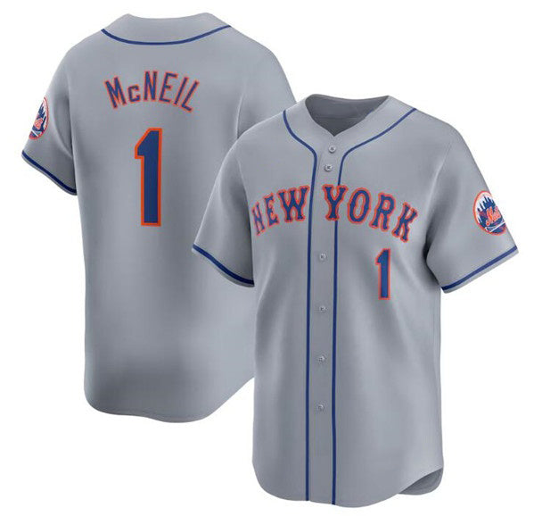 New York Mets #1 Jeff McNeil 2024 Gray AmberGomez Away Limited Stitched Jersey