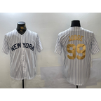 New York Yankees #99 Aaron Judge White AmberGomez Pinstripe Fashion Cool Base Jersey 2