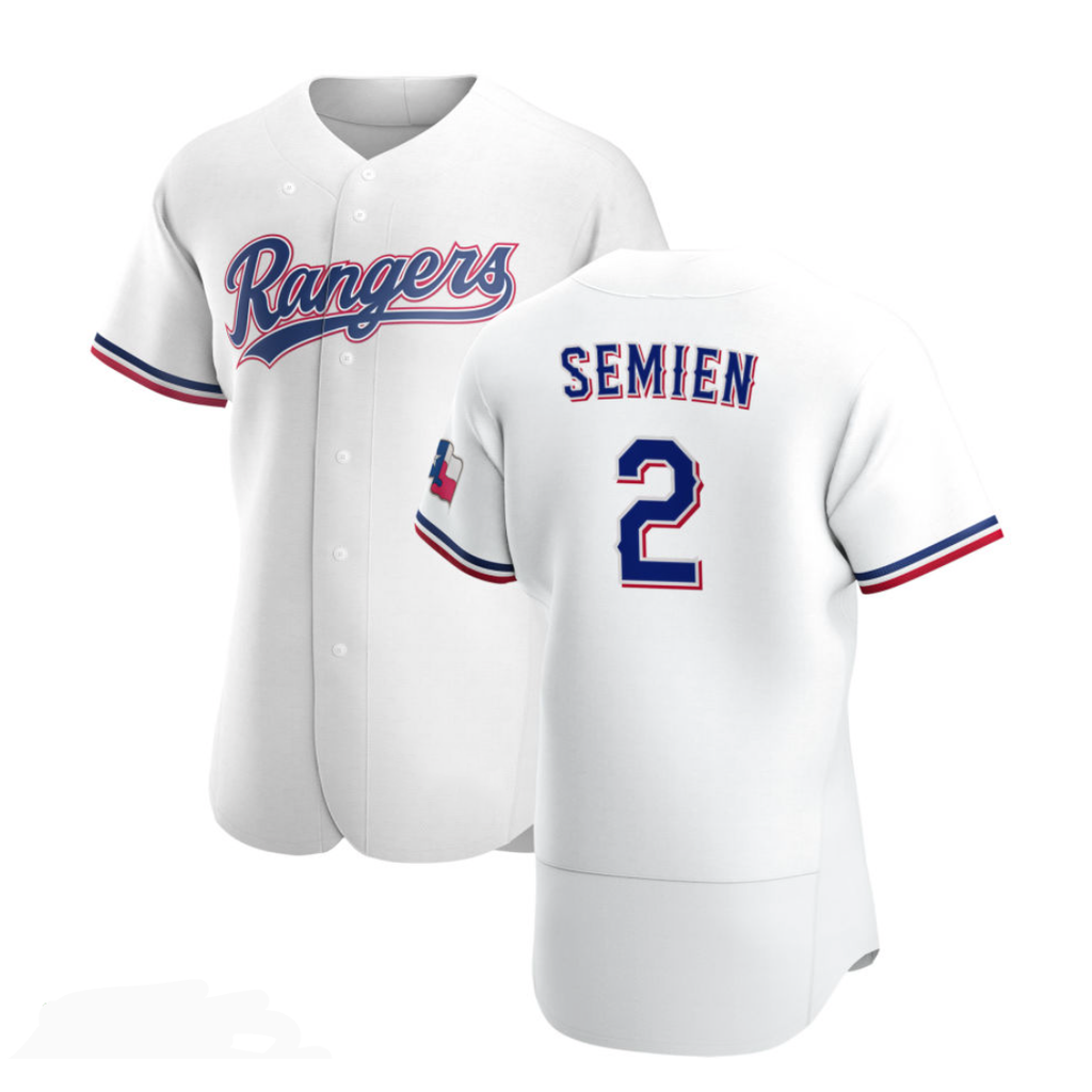 Texas Rangers #2 Marcus Semien White AmberGomez Stitched Flex Base Jersey