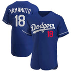 Los Angeles Dodgers #18 Yoshinobu Yamamoto Player Royal AmberGomez Limited Elite Home Stitched Jerseys