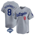 Los Angeles Dodgers #8 Enrique Hern¨¢ndez Player Gray AmberGomez World Series Meet Limited Home Stitched Jerseys