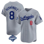 Los Angeles Dodgers #8 Enrique Hern¨¢ndez Player Gray AmberGomez World Series Meet Limited Home Stitched Jerseys