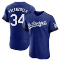Los Angeles Dodgers #34 Fernando Valenzuela Player Royal AmberGomez City Connect Elite Home Stitched Jerseys