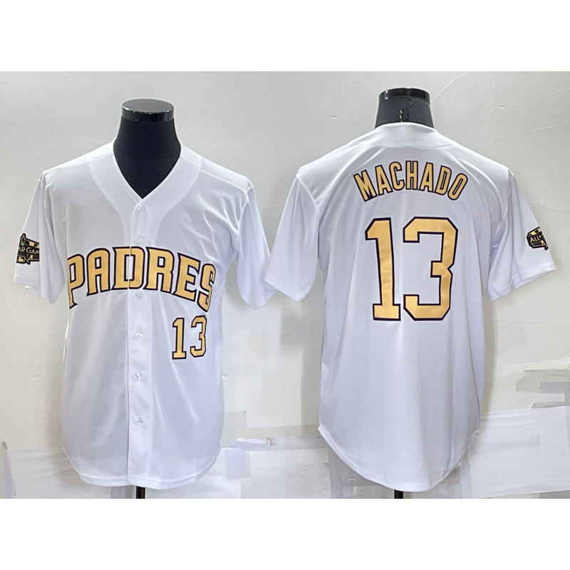 San Diego Padres #13 Manny Machado Number White AmberGomez 2022 All Star Stitched Cool Base Jersey
