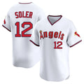 Los Angeles Angels #12 Jorge Soler Player White AmberGomez T-shirt Home Limited Stitched Jerseys