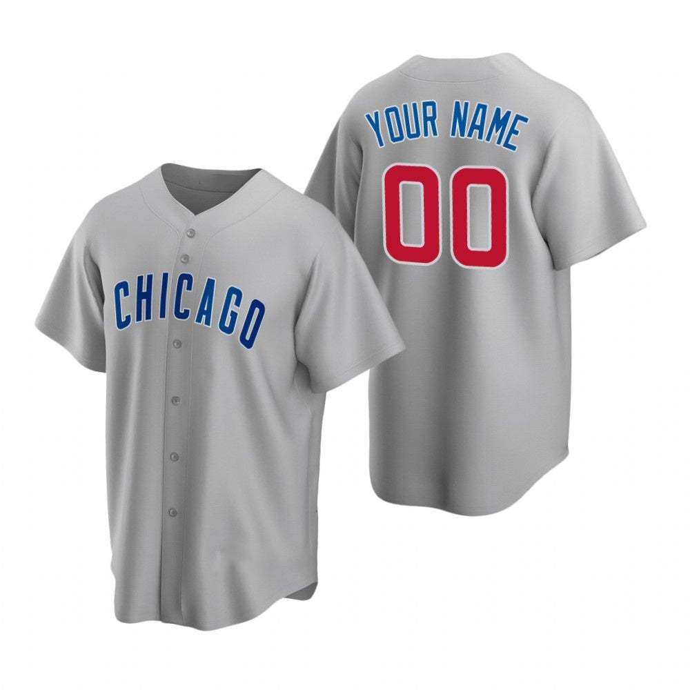 Custom Chicago Cubs Gray AmberGomez Stitched Cool Base Road Jersey