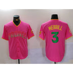 San Diego Padres #3 Jackson Merrill Pink AmberGomez Player Number Fashion Jerseys