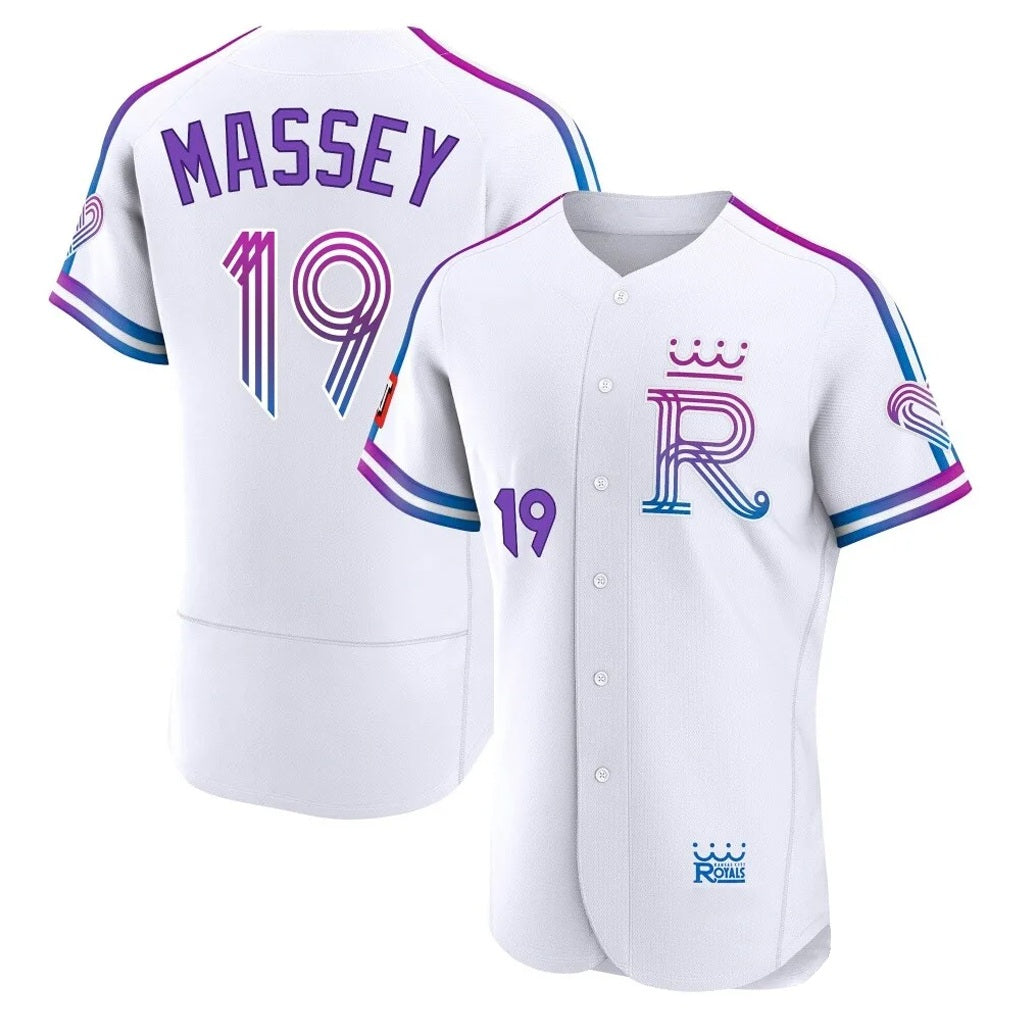 Kansas City Royals #19 Michael Massey Player White AmberGomez 2026 City Connect Limited Elite Home Stitched Jerseys