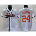 Detroit Tigers #24 Miguel Cabrera White AmberGomez Cool Base Stitched Jersey