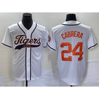 Detroit Tigers #24 Miguel Cabrera White AmberGomez Cool Base Stitched Jersey