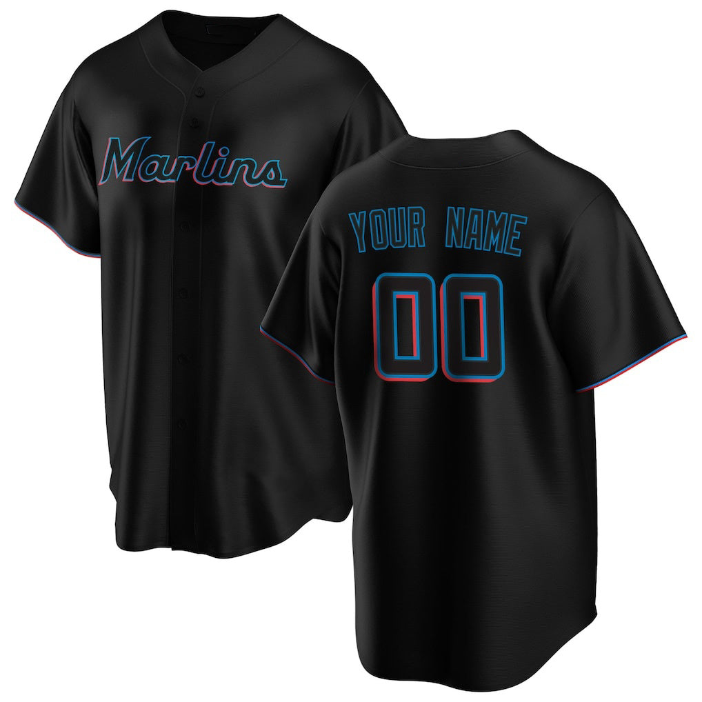 Custom Miami Marlins Black AmberGomez Alternate Replica Jersey