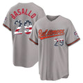 Baltimore Orioles #29 Samuel Basallo Player Gray AmberGomez USA 250 Fourth of July Home Game Stitched Jerseys