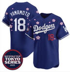 Los Angeles Dodgers #18 Yoshinobu Yamamoto Royal AmberGomez 2025 Tokyo Series Limited Stitched Jersey