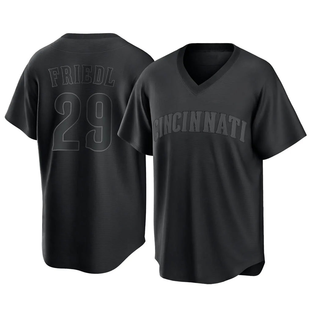 Cincinnati Reds #29 TJ Friedl Player Black AmberGomez T-shirt Game Home Stitched Jerseys