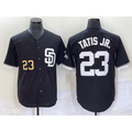 San Diego Padres #23 Fernando Tatis Jr Number Black AmberGomez 2023 Cool Base Stitched Jersey