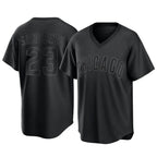 Chicago Cubs #23 Ryne Sandberg Player Black AmberGomez T-shirt Home Game Stitched Jerseys