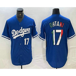 Los Angeles Dodgers #17 Shohei Ohtani Number Mexico Blue AmberGomez Cool Base Stitched Jersey 2