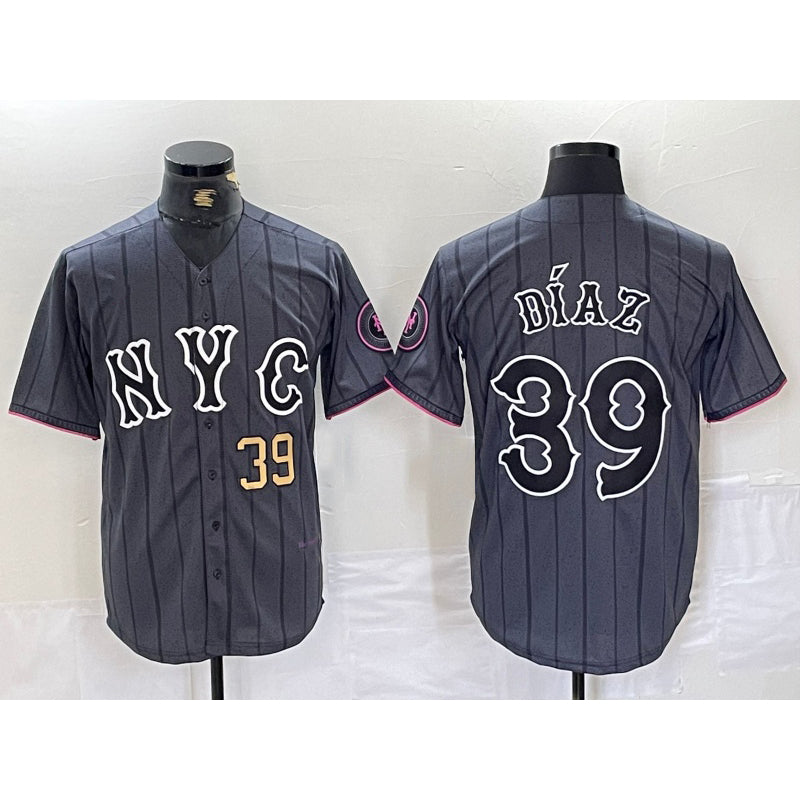 New York Mets #39 Edwin Diaz Gray AmberGomez 2024 City Connect Cool Base Jersey 3