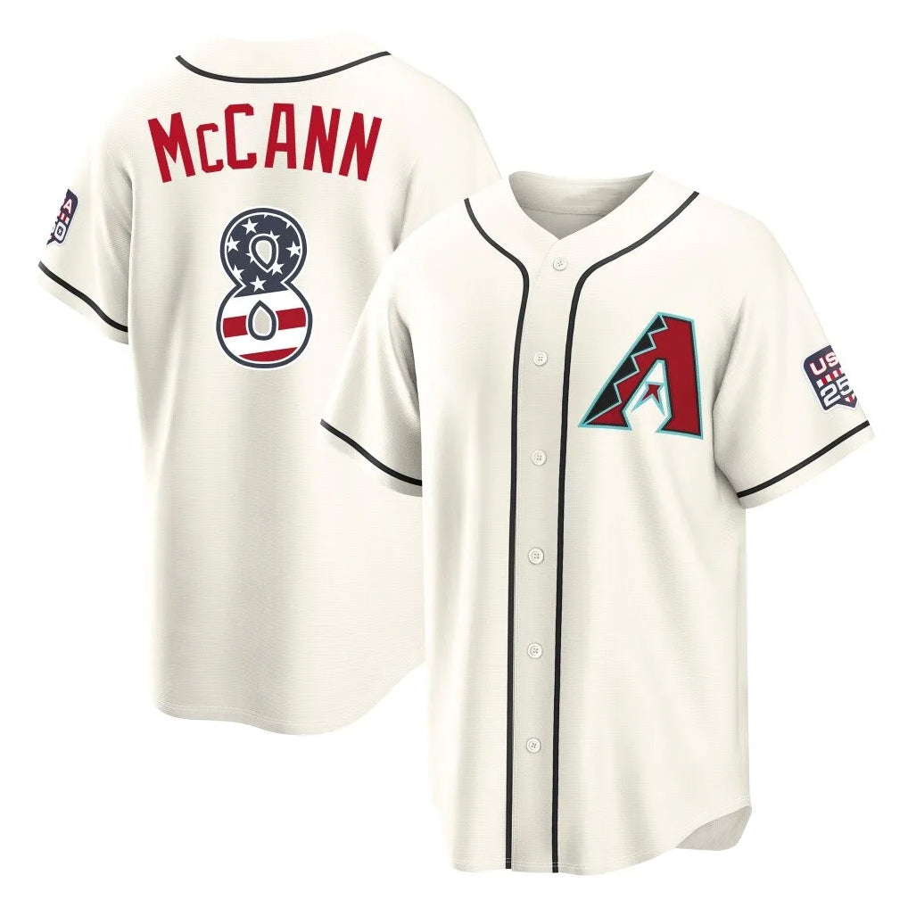 Arizona Diamondbacks #8 James McCann Player Cream AmberGomez USA 250 Fourth of July Home Game Stitched Jerseys