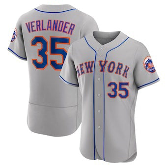 New York Mets #35 Justin Verlander Gray AmberGomez Flex Base Stitched Jersey