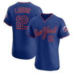 New York Mets #12 Francisco Lindor Royal AmberGomez Alternate 2 Elite Jersey