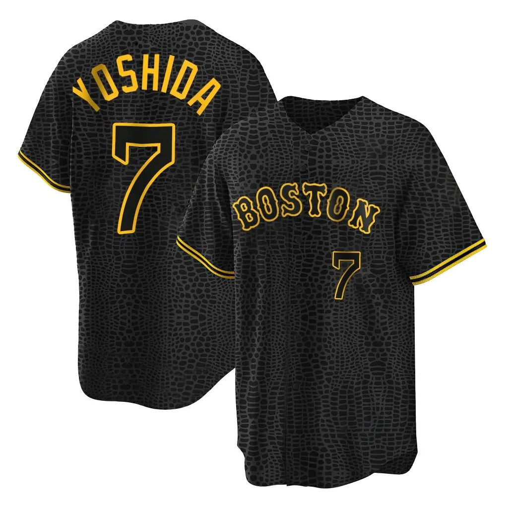Boston Red Sox #7 Masataka Yoshida Player Black AmberGomez Snake Skin City Home Game Stitched Jerseys