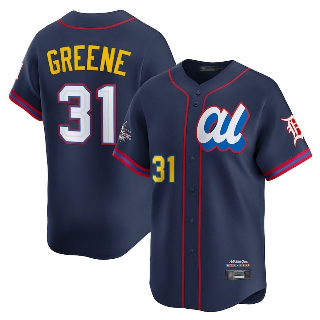 Detroit Tigers #31 Riley Greene Player Navy AmberGomez Limited American League All-Star Edition Stitched Jerseys