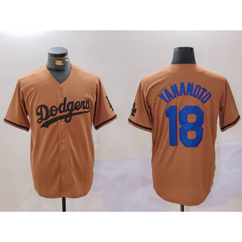 Los Angeles Dodgers #18 Yoshinobu Yamamoto Olive AmberGomez Cool Base Limited Stitched Jersey