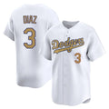 Los Angeles Dodgers #3 Edwin D¨ªaz Player Gold AmberGomez Collection Limited Home Stitched Jerseys