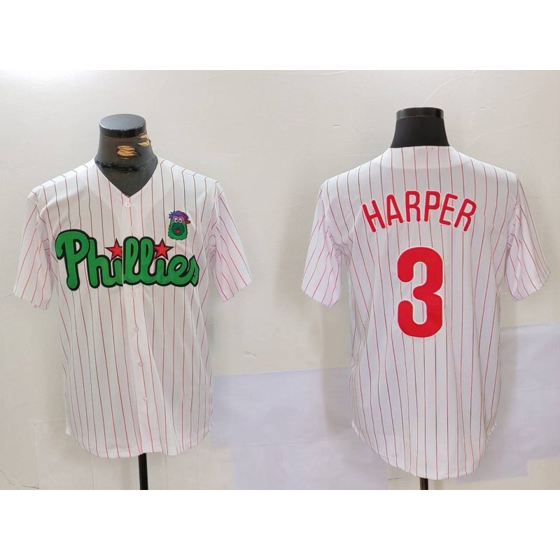 Philadelphia Phillies #3 Bryce Harper White Green AmberGomez Cool Base Stitched Jersey 2