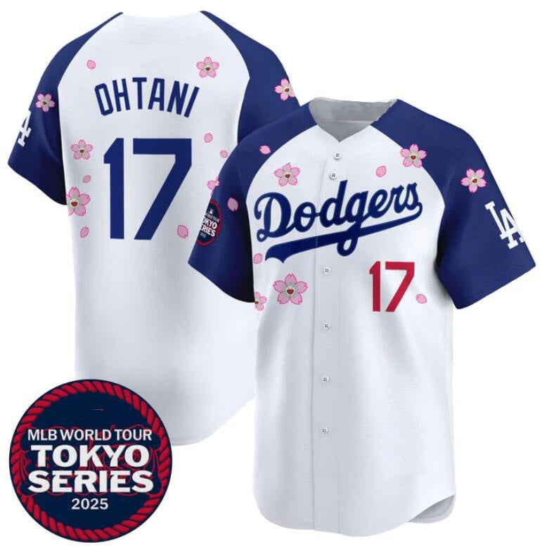 Los Angeles Dodgers #17 Shohei Ohtani White Royal AmberGomez 2025 Tokyo Series Limited Stitched Jersey