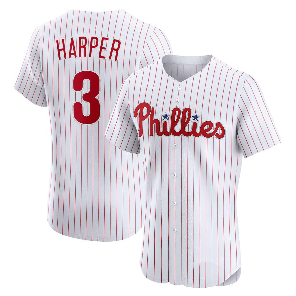Philadelphia Phillies #3 Bryce Harper White AmberGomez Home Elite Jersey