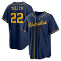 Milwaukee Brewers #22 Christian Yelich Navy AmberGomez Alternate 2 Replica Jersey