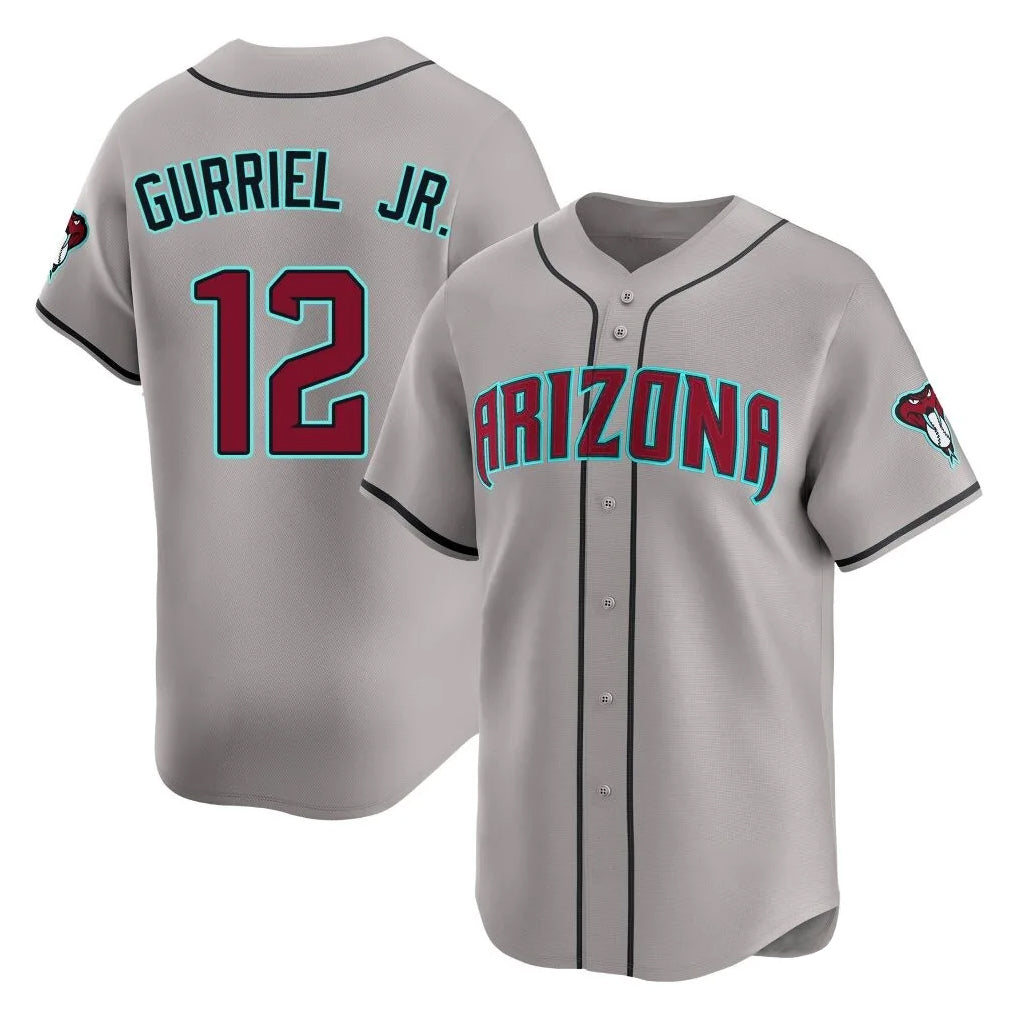 Arizona Diamondbacks #12 Lourdes Gurriel Jr Player Gray AmberGomez Road Limited Home Game Stitched Jerseys