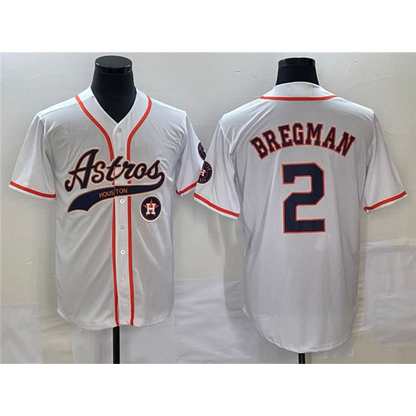 Houston Astros #2 Alex Bregman White AmberGomez With Patch Cool Base Stitched Jersey
