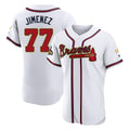 Atlanta Braves #77 Joe Jimenez Player White Gold AmberGomez Limited Elite Home Game Stitched Jerseys