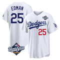 Los Angeles Dodgers #25 Tommy Edman Player White AmberGomez World Series Home Game Stitched Jerseys