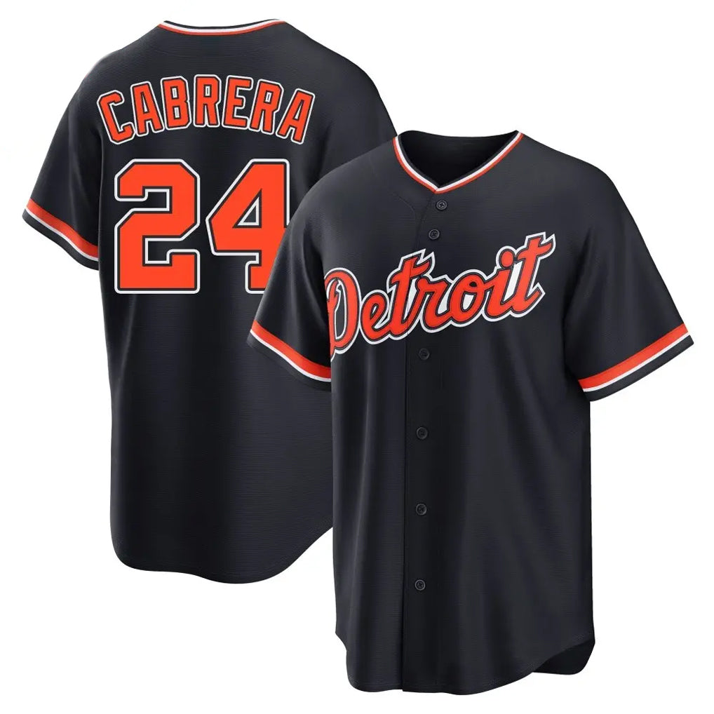 Detroit Tigers #24 Miguel Cabrera Player Navy AmberGomez Home Game Stitched Jerseys
