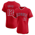 Los Angeles Angels #12 Jorge Soler Player Red AmberGomez Home Limited Elite Stitched Jerseys