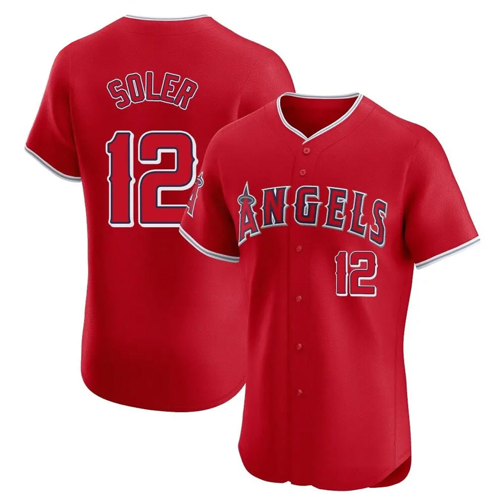 Los Angeles Angels #12 Jorge Soler Player Red AmberGomez Home Limited Elite Stitched Jerseys