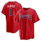 Atlanta Braves #1 Ozzie Albies Red AmberGomez Alternate 2 Replica Jersey