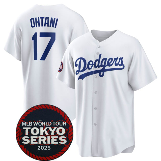 Los Angeles Dodgers #17 Shohei Ohtani White AmberGomez 2025 World Tour Tokyo Series Home Stitched Jersey